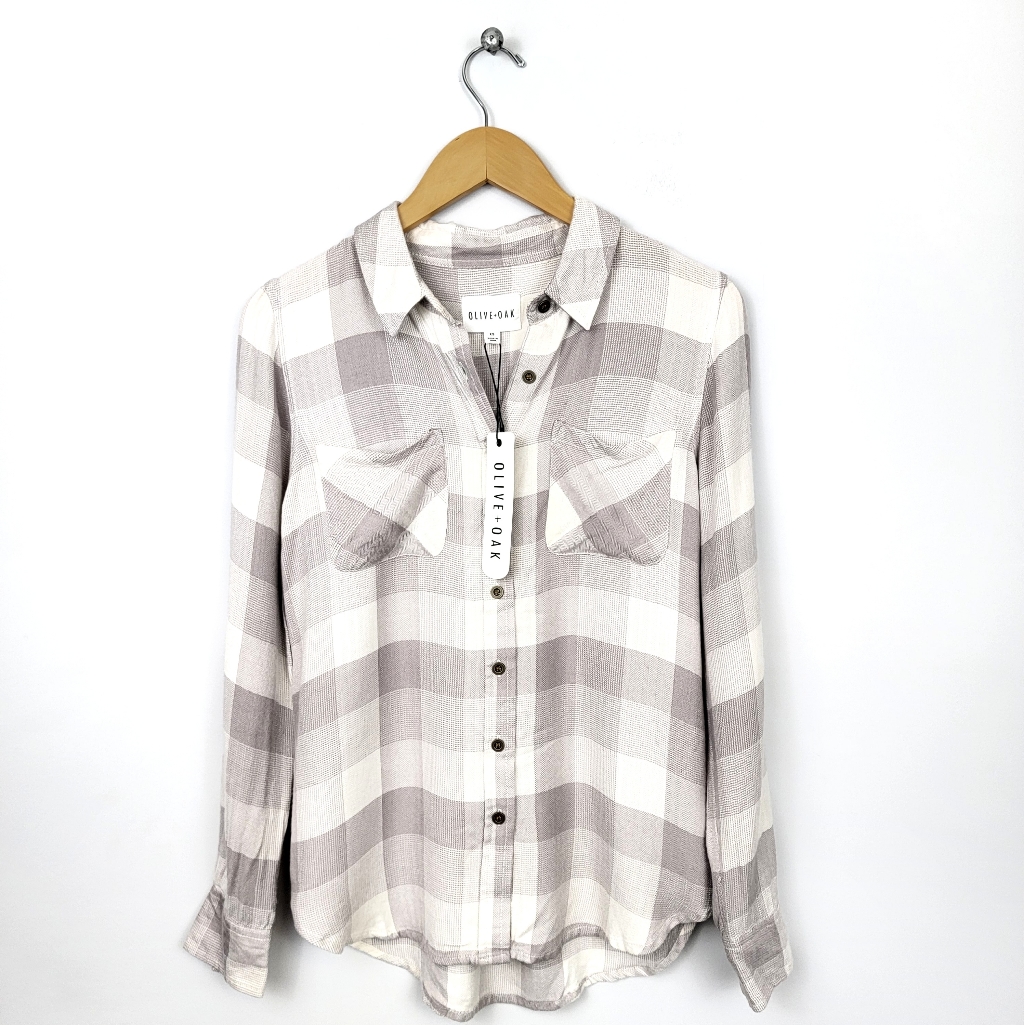 Olive+Oak Buffalo Check Button-Up Top
